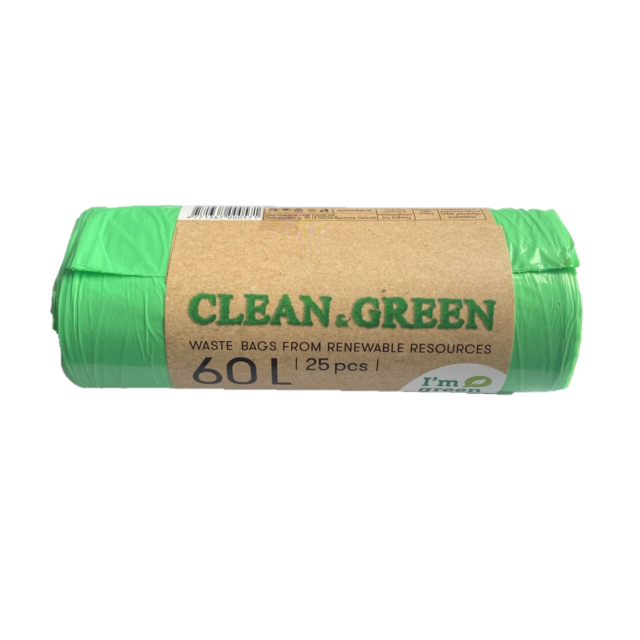 Prügikotid BIO HD 60L , CleanGreen 25tk/rullis