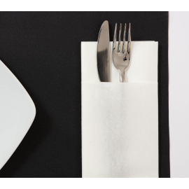 2-in-1 salvrätik-söögiriistade tasku Quick Pocket 40x40 valge 40tk
