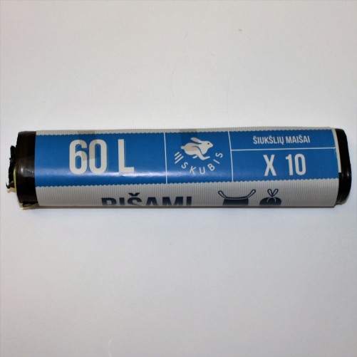 Prügikotid mustad nööridega 60-liitrised 690 x 580 mm ,10 tk/rullis, 25 tk/kastis | Pesumati Prügikotid mustad nööridega 60-liitrised 690 x 580 mm ,10 tk/rullis, 25 tk/kastis | Pesumati